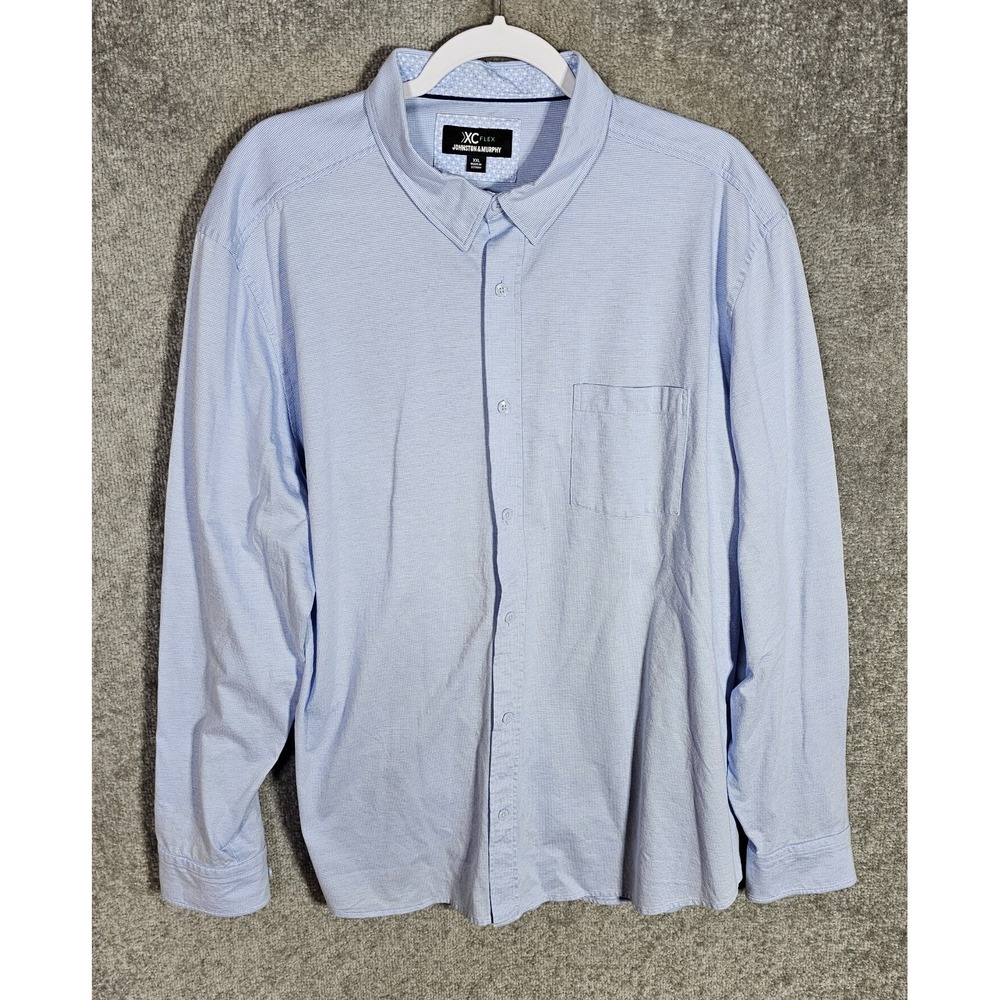 Johnston & Murphy XC Flex Button Down Shirt Mens Size XXL Micro Square Flip Cuff